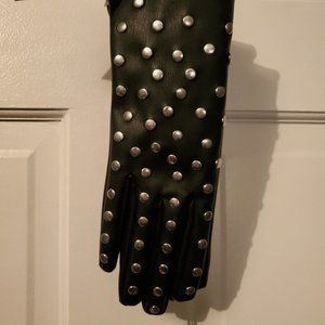 Black Studded Faux Leather Zara Gloves NWT